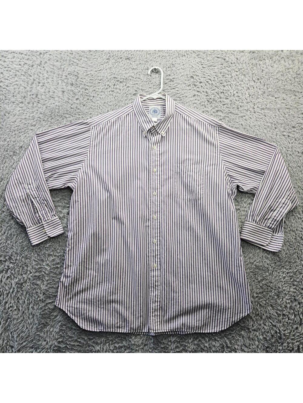 J.PRESS Dress Shirt 17.5 34 Purple Stripe 100% Cotton 23" Sleeve Made in USA